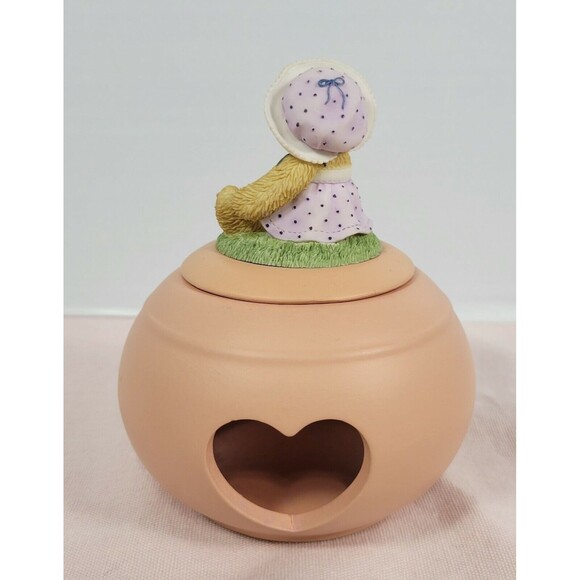3 Piece Cherished Teddies 111601 Tea Light Round Heart Cutout Figurine Top 2002 - Picture 5 of 12